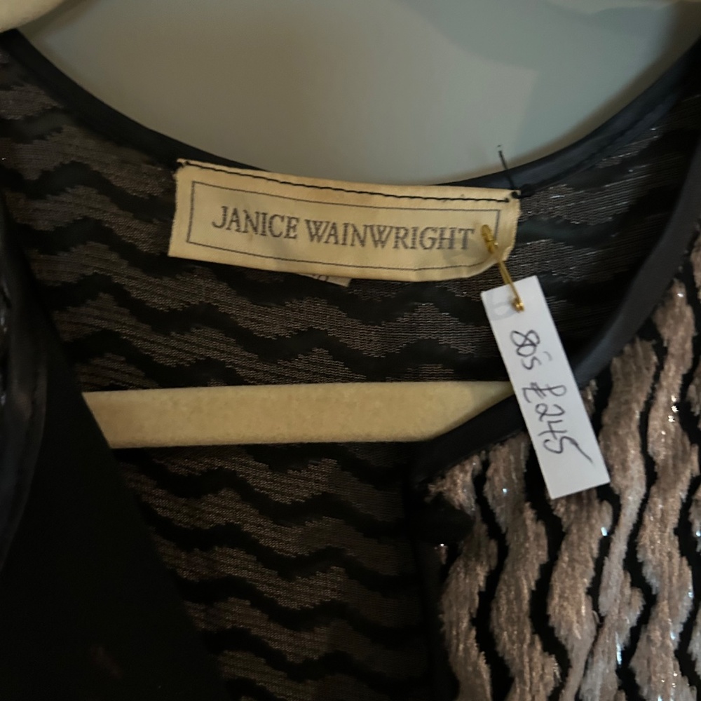 Janice Wainwright Black and Silver Long Sleeve Dress 80’s London Vintage Couture - Picture 3 of 5